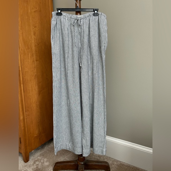 A New Day Black and White Striped Wide Leg Pants size L - Picture 1 of 5